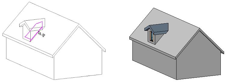 (Note that you are able to select the back edge of the dormer because it is not hidden under the main roof.) 10.