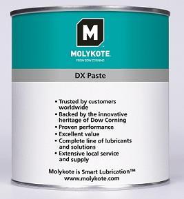 Molykote DX Ligth colored grease-paste with solid lubricants for assembly and long-term lubrication of metallic components.