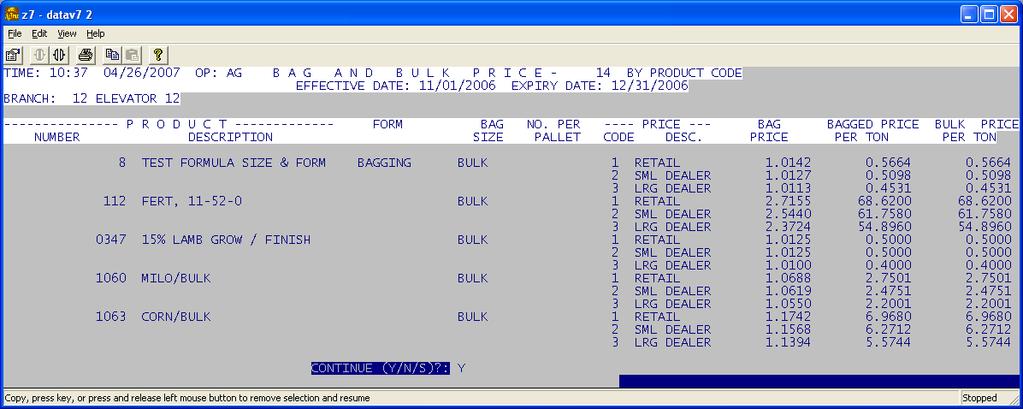 Pricing/Sales Contracts Reporting - Page - 78 example in this manual, code #1 was Retail price list, code #2 was Small Dealer price list, code #3 was the Large Dealer price list, and so forth.