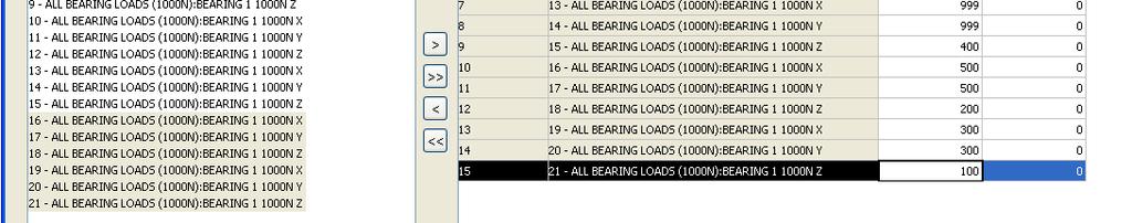 loadcases (bearing reactions) Available