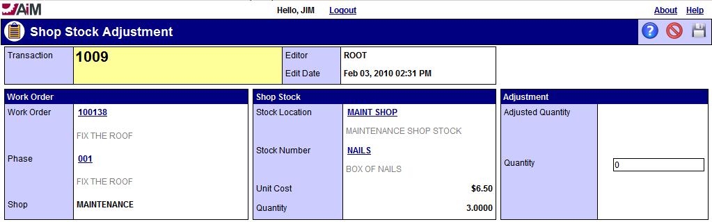 Chapter 5: Shop Stock Adjustment Screen Chapter 5 Part 1 Shop Stock Adjustment Conceptual Guide The shop stock adjustment screen is used to adjust quantities on already approved shop stock