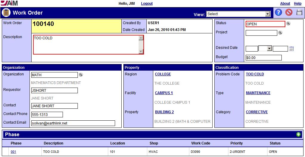 Chapter 1: Work Order Screen Chapter 1 Part 1 Work Order Screen Conceptual Guide The Work Order screen is the main screen used for tracking work in the system.