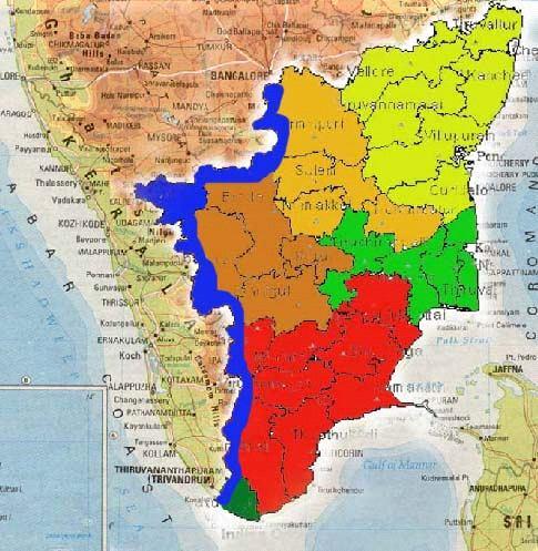 Agro Climatic Zones Districts covered North Eastern Zone Kancheepuram, Tiruvallur, Cuddalore, Vellore, Villupuram Tiruvannamalai North Western Zone Dharmapuri, Krishnagiri, Salem Namakkal (Part)
