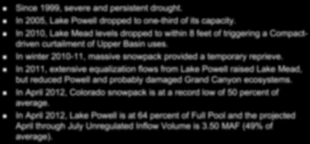 ! In winter 2010-11, massive snowpack provided a temporary reprieve.