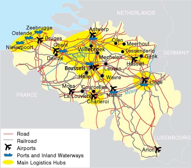 Belgium Infrastructure Road Belgium has a highly developed transport infrastructure. The road network consists of highways, national and regional roads, and communal roads (streets).