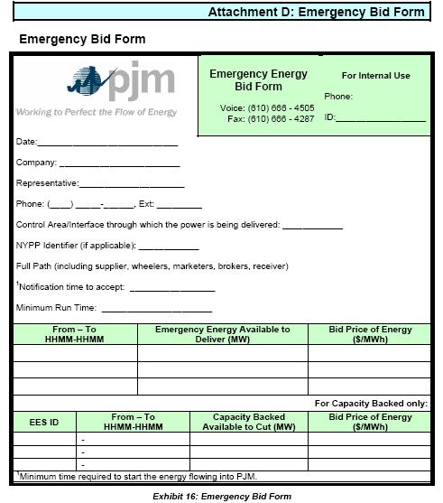 Maximum Emergency Generation Emergency Bid Process Member is responsible for delivery and transmission service PJM