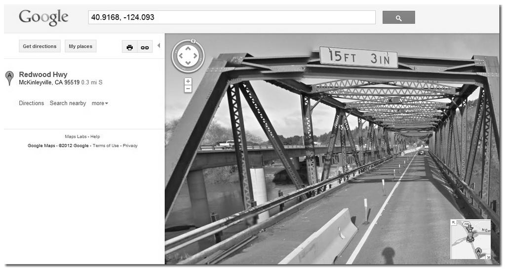 McClure, Daniell and Langehennig 19 FIGURE 9 Google Maps display of Bridge No 04