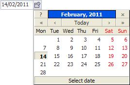 Figure 27 Filling in a date field in the pop-up calendar By typing the date in the field (in the format dd/mm/yyyy); By clicking the calendar icon and selecting the date in the pop-up calendar By