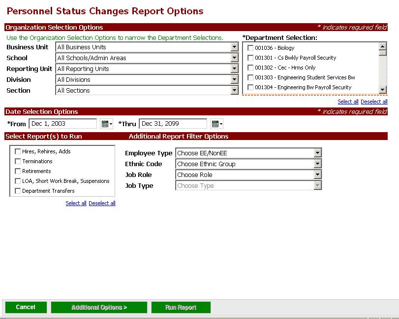 Navigating a Report c. The Delivery options let you specify whether to view the report or print it. However, the View the report now is the only functioning option. Do not select Print the report:.