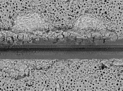 substrate. While a cracked surface is newly formed on the trenched surface in the case of highpurity magnesium (Fig. 4) and AZ31B (Fig.