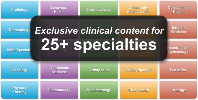 Content for 25+ specialties Every patient, practice, and provider is different.
