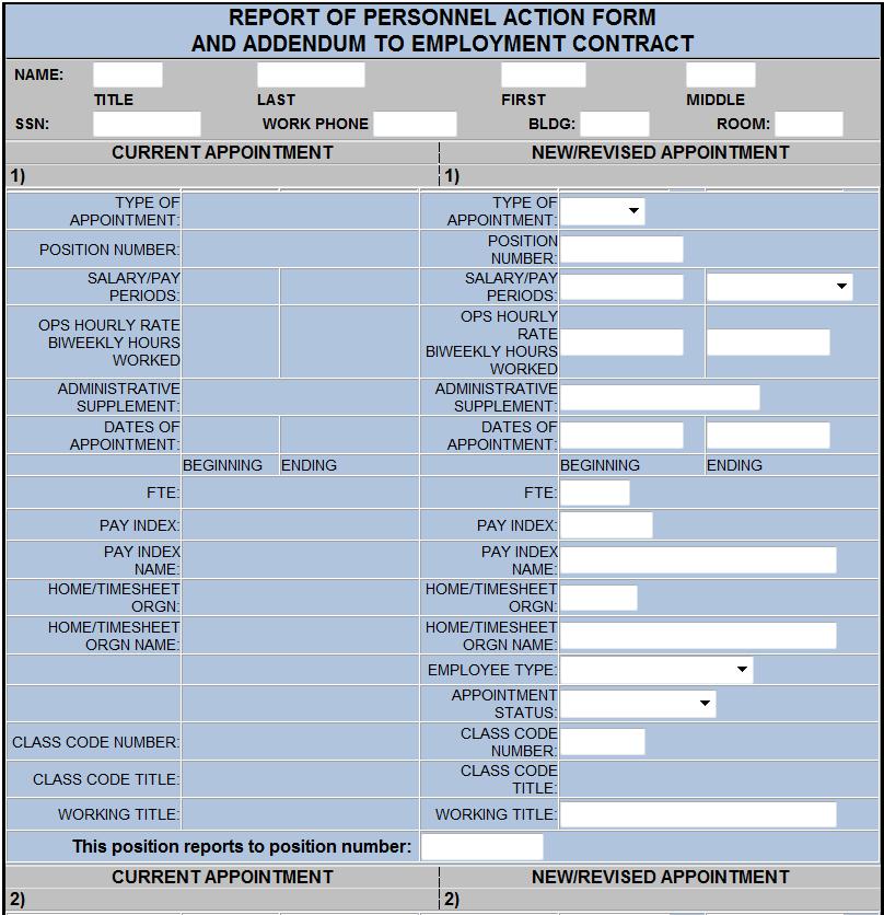 Staff/OPS Personnel Action Form Current appointments
