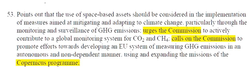 Opportunity for a CO 2 space capacity Political context &