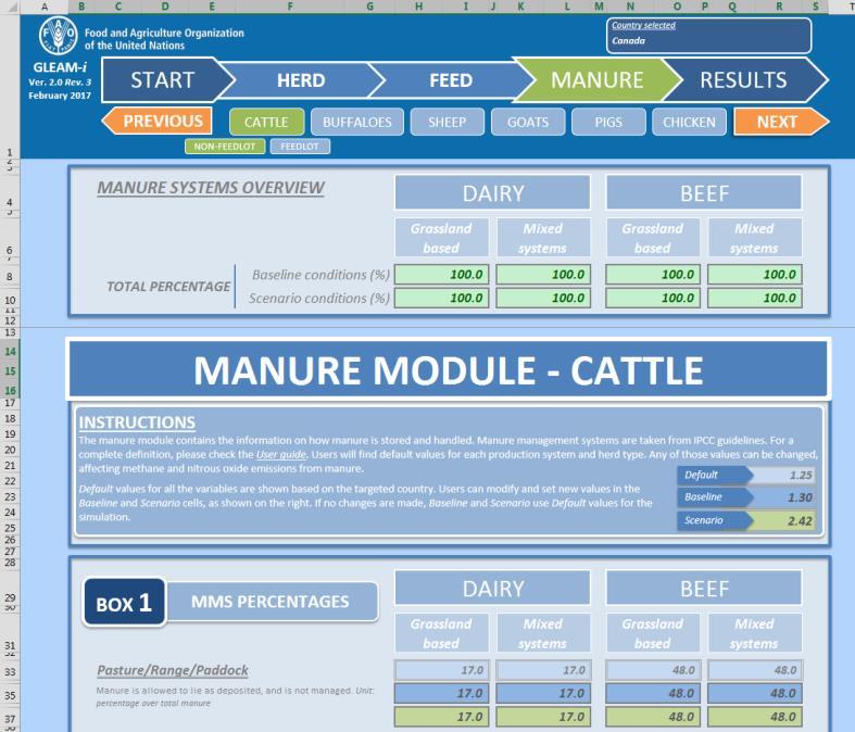 The page displays the share of each MMS for each species, production system and, in the case of ruminants, for each type of herd (Figure 0a and Figure 0b).