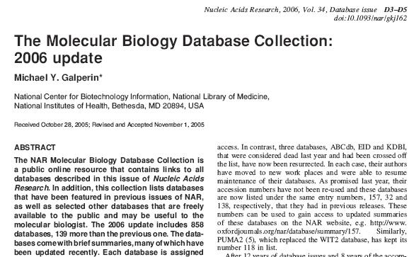 Data about Databases