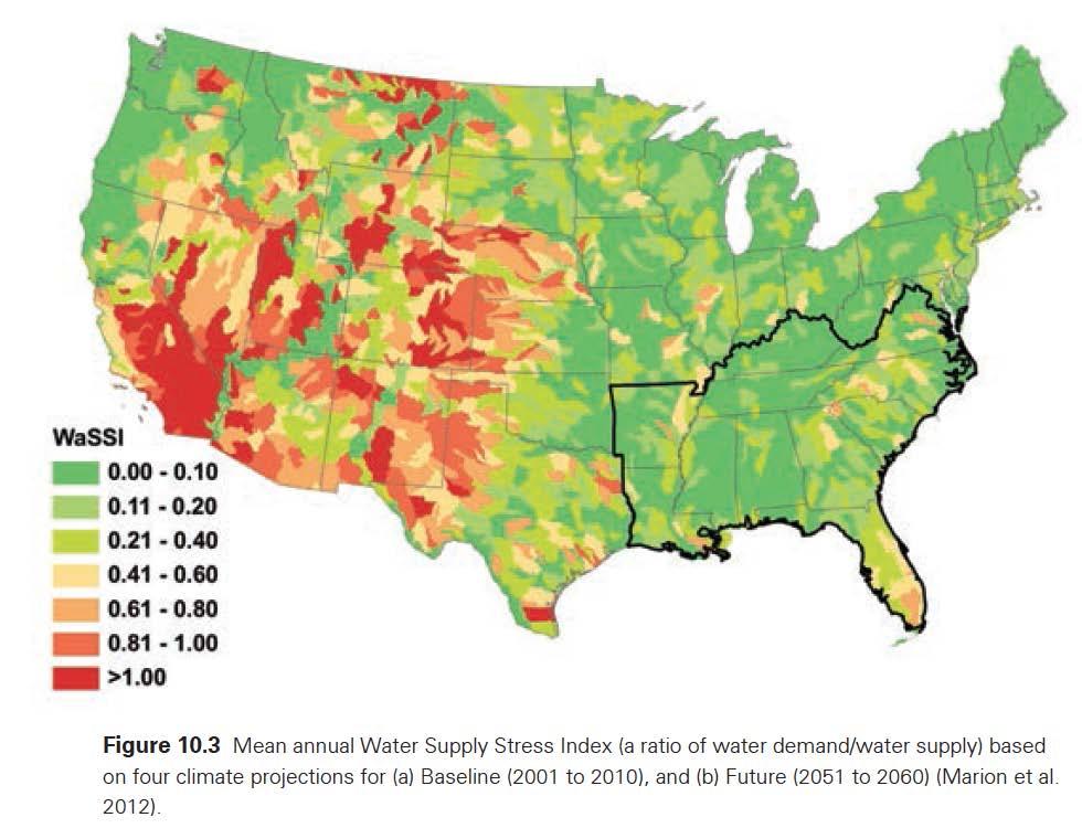 Water Supply Stress Index 2051 to 2060 b Climate of the