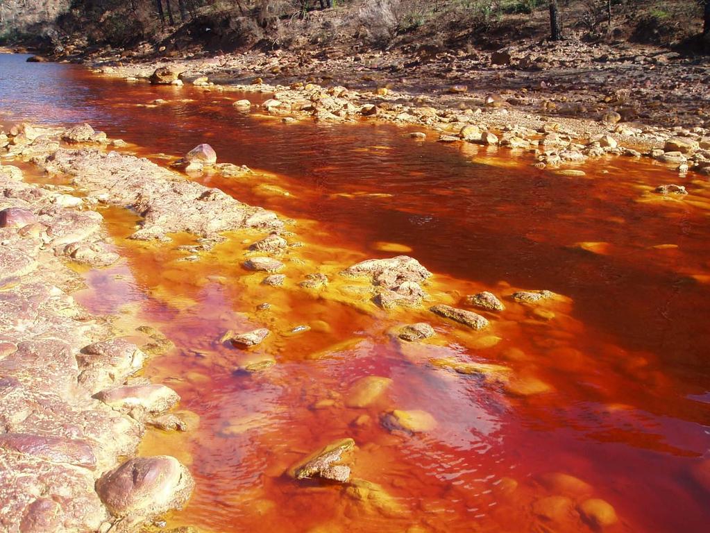 ACID DRAINAGE IS SOMETIMES VISIBLE,