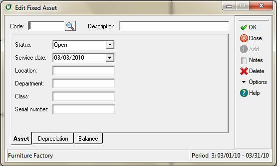 5 Fixed Assets Sage DacEasy Accounting User s Guide Adding Fixed Assets Add each fixed asset you want to depreciate.