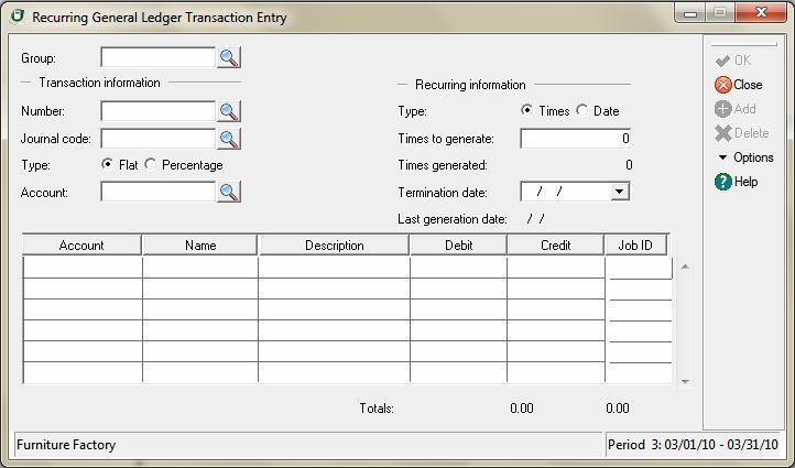 6 Working With the General Ledger Sage DacEasy Accounting User s Guide To Enter a Recurring G/L Transaction 1 Select Recurring Entry from the Transactions menu, and then select General Ledger.