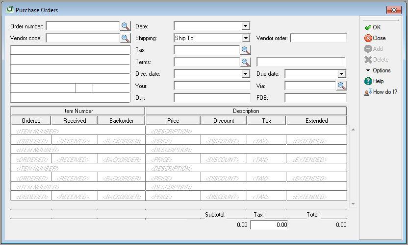 7 Working With Vendors Sage DacEasy Accounting User s Guide Note: To automatically generate a batch of purchase orders based on criteria, refer to Automatically Creating Purchase Orders on page 129.