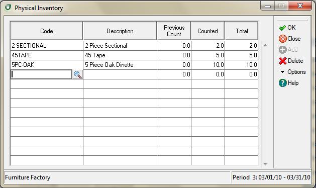 9 Working with Inventory Sage DacEasy Accounting User s Guide Entering Physical Inventory Counts You must post all billing, purchasing and assembly transactions before entering a physical inventory