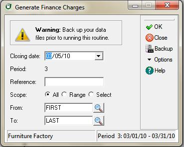 13 Periodic Operations Sage DacEasy Accounting User s Guide To Generate Finance Charges 1 Select Receivables from the Periodic menu, and then select Generate Finance Charges.