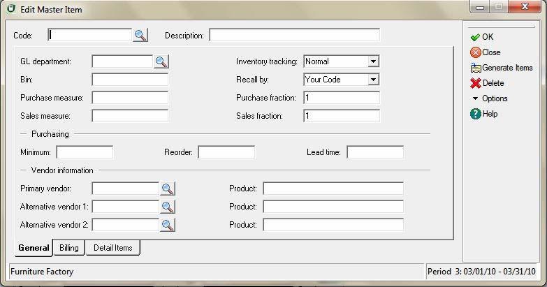4 Setting Up Sage DacEasy Accounting User s Guide Add master items and assign detail items from the Edit Master Item dialog box. To Add or Edit a Master Item 1 Select Master Items from the Edit menu.
