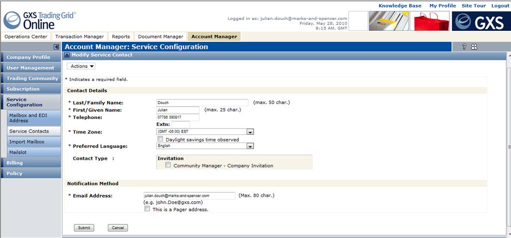 If adding or amending a user you will be shown the user screen as shown in Figure 7 below.