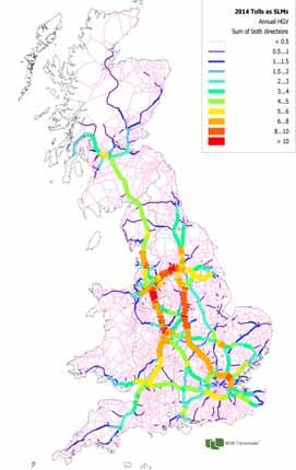 Transport 2000: The impact of road pricing on freight transport in Great Britain Page 13 Map 2: Distribution of HGV traffic, Map 3: Distribution of HGV traffic, Policy Neutral Scenario 2015 Road