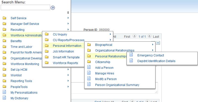 Add Emergency Contact STEP 1 Sign in to PeopleSoft using your