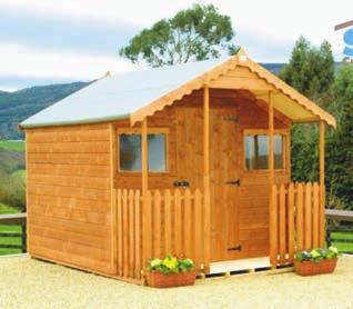 TIMBER The Lodge Our Lodge garden shed is a more decorative garden shed and very popular with those looking for a feature in the garden or for a shed which can double as a kids playhouse.