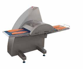 benefits. Its slicing capacity is 50 slices/min, or around 55 kg/hr. Slice thickness and slicing angles are set manually and are infinitely variable.