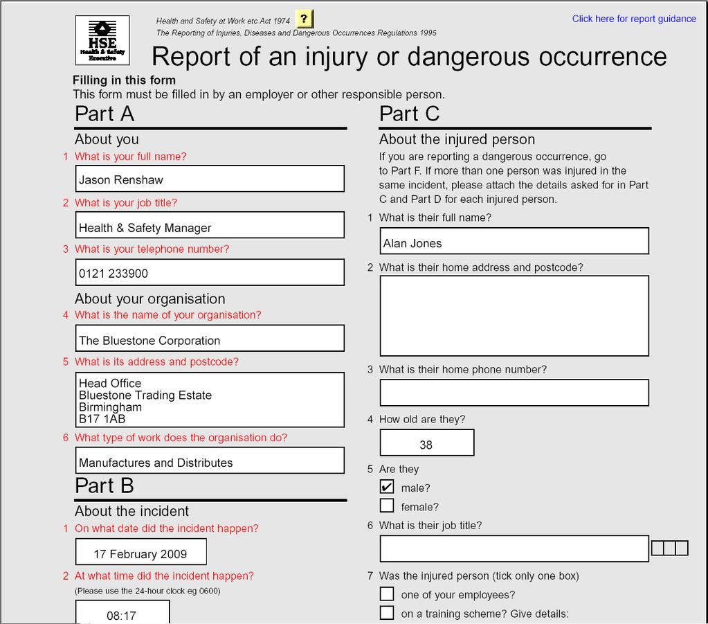 25 Incidents RIDDOR F2508 Form can be created from