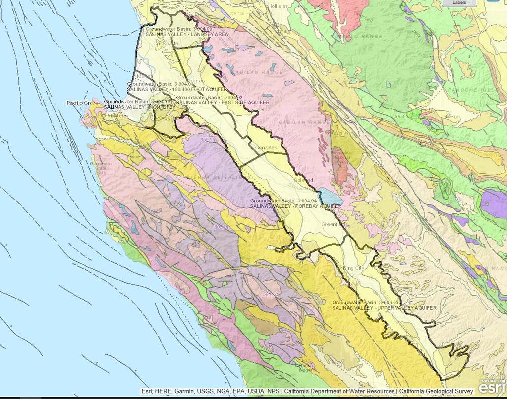 Basin Surficial Geology 12 Alluvial basin fill bounded by relatively impermeable sedimentary rock or granitic basement Source: