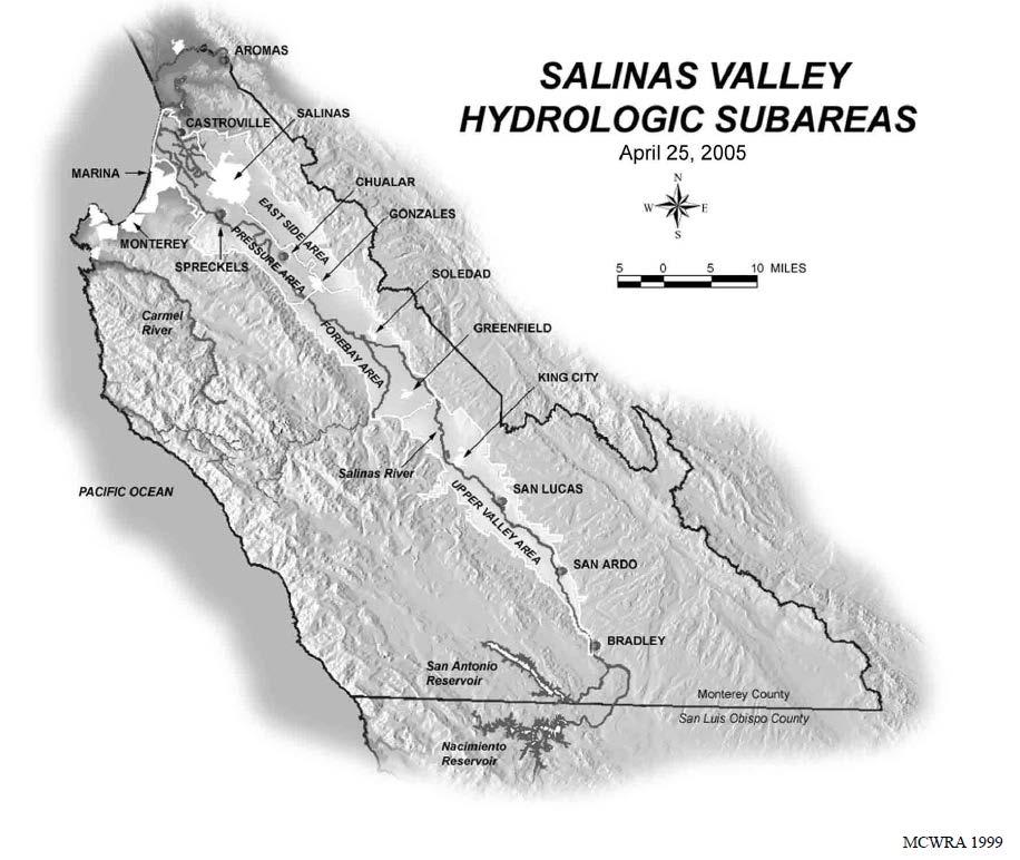 Sub-basins defined by DWR (Bulletin 118) Subareas