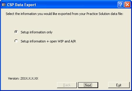 Exporting data from CSP 1. In Windows Explorer, navigate to the \Wincsi\Practice CS\Conversion folder.