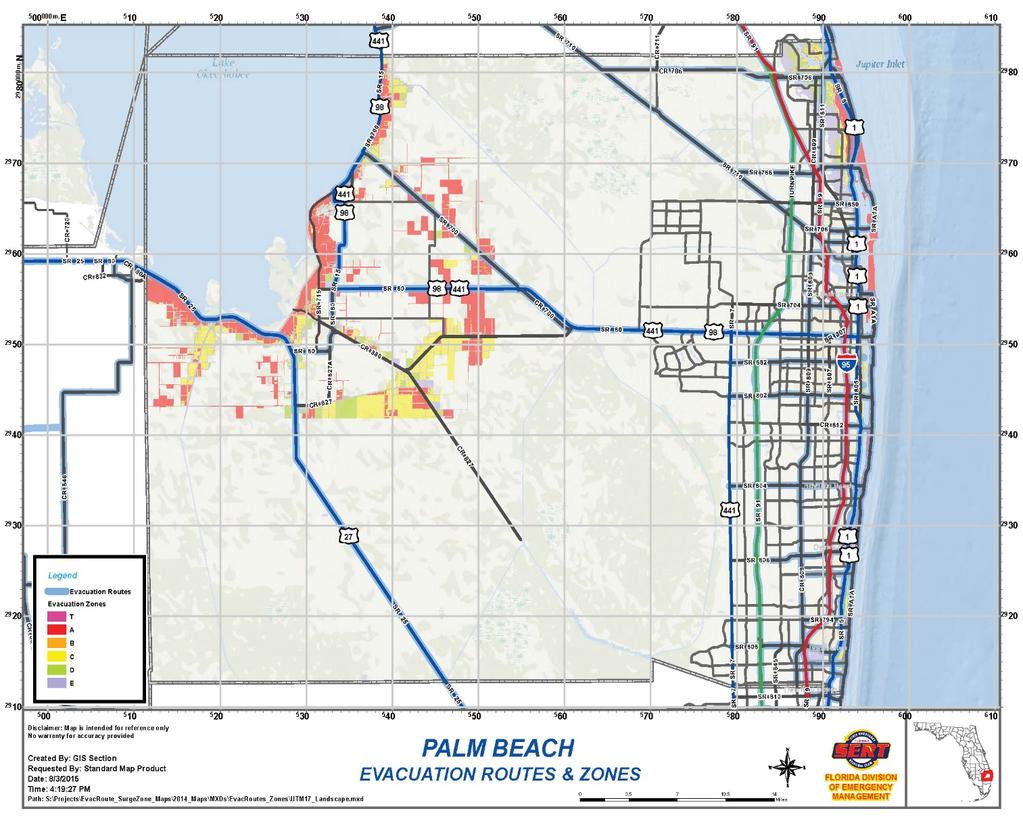 Emergency Evacuation Part of the Palm Beach County emergency evacuation route network