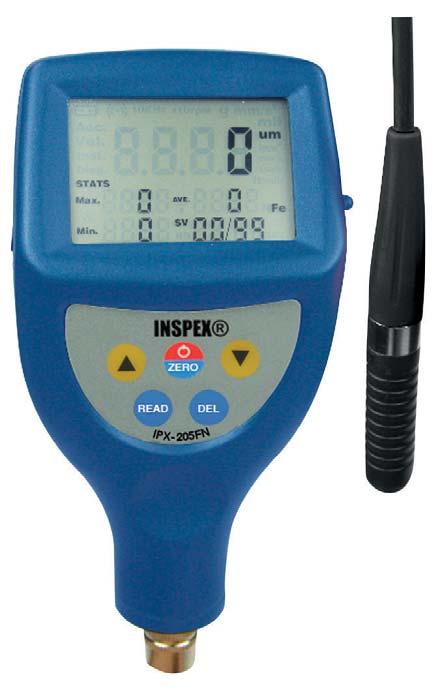 TESTING INSTRUMENTS PORTABLE COATING THICKNESS GAUGE Coating Thickness Gauge IPX-205FN Handheld coating thickness gauge with FN-probe for steel and non-ferrous substrates.