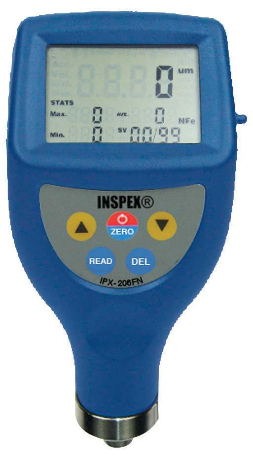 PORTABLE COATING THICKNESS GAUGE TESTING INSTRUMENTS Coating Thickness Gauge IPX-206FN Handheld coating thickness gauge with FN-probe for steel and non-ferrous substrates.
