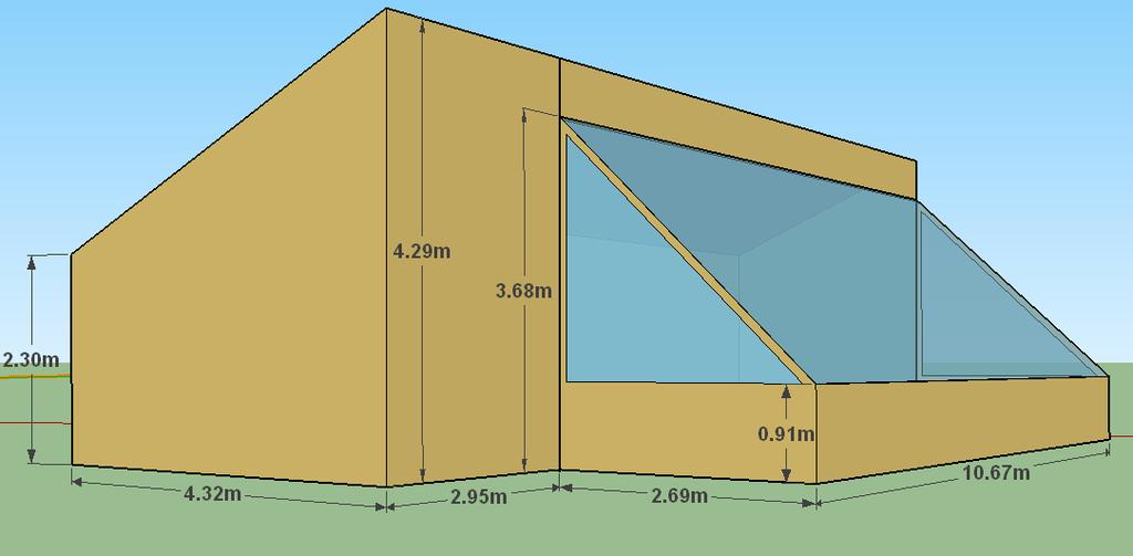 Figure 1 SketchUp model of the building Table 1 Indoor conditions of the greenhouses PARAMETERS SUMMER WINTER Minimum night temperature, ᵒC 13 4 à 10 18 Min/Max daytime temperature, ᵒC 13/30 13/20