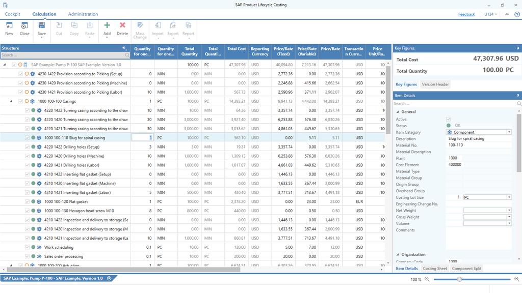 Configure SAP Product Lifecycle Costing User Experience Capabilities ERP integration to price and materials Simulation.