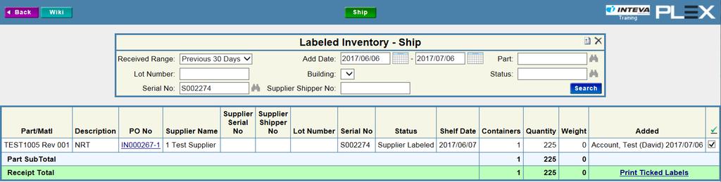 Submitting an ASN STEP 3: Complete the shipment - Mandatory Once you have added inventory for all part numbers
