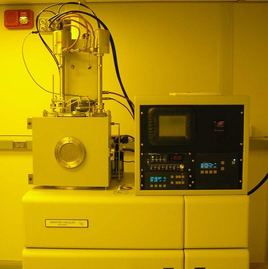 The Denton Vacuum Explorer 14 Sputtering is a vacuum process used to deposit very thin films on substrates.