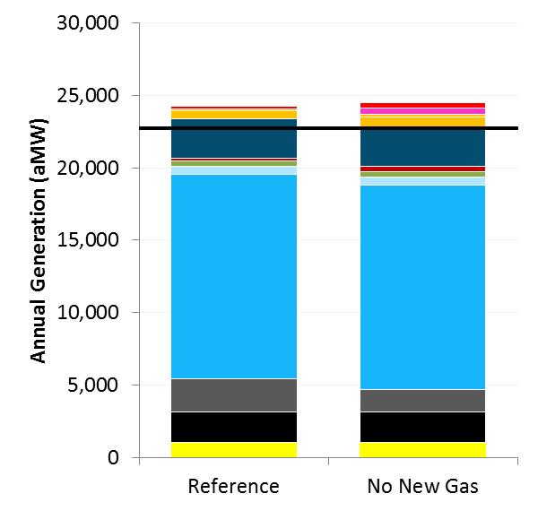 2050 Portfolio Summary No New Gas Scenario Highlights 7 GW of new energy storage added to meet capacity needs Very little change in coal & gas generation