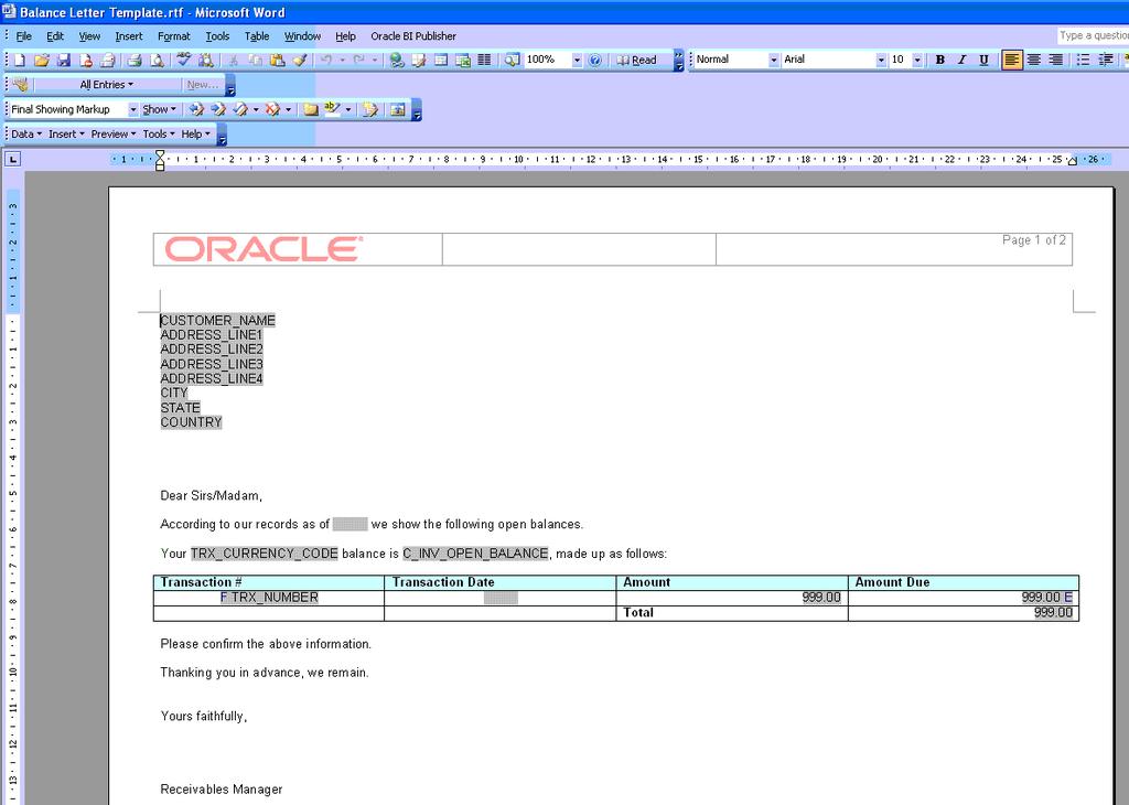 Oracle Financials Reports as BI Publisher Reports User defined report