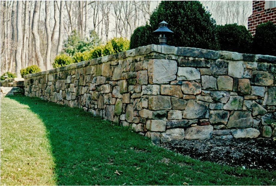 Stone Masonry Wall Natural or manufactured stone Bound together by mortar Very durable.
