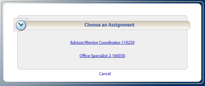 Selecting Assignment If you have only one job, or assignment, you will be directed to the Web Clock without any extra steps.