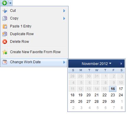 Change Work Date 1. If you entered time on the wrong day, you can easily change the work date.