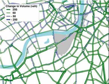 54 Vauxhall Nine Elms Battersea Opportunity Area Planning Framework Impact on Highways Change in flows When considered alongside the forecast no development (2026) situation, the strategic highways