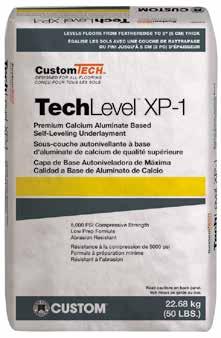 Levelers TechLevel XP- High Performance Calcium Aluminate Based Self-Leveling Underlayment Product Description TechLevel XP- is a high strength, high flow self-leveling underlayment that levels
